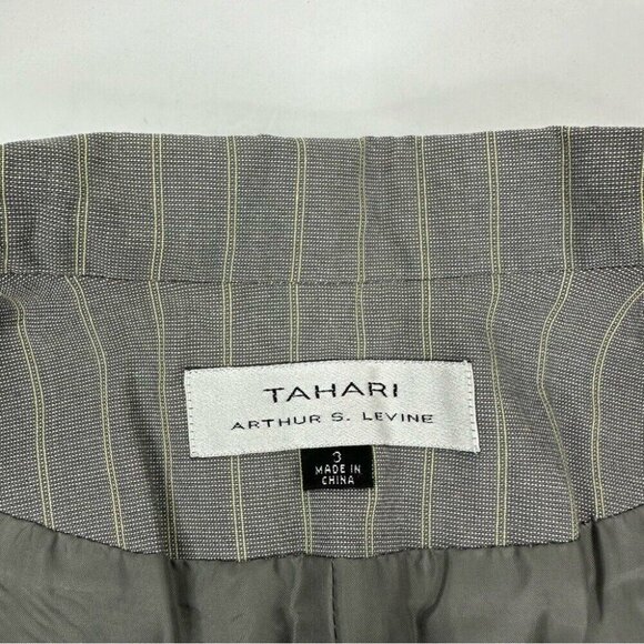Tahari ASL Women's‎ Gray Green Pinstripe One Button Business Career Blazer 6/C37 - Picture 9 of 13